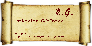 Markovitz Günter névjegykártya